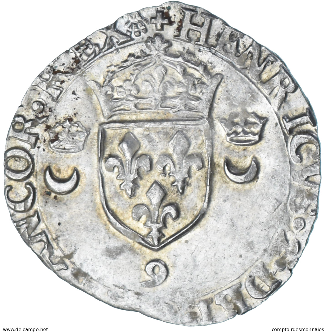 France, Henri II, Douzain Aux Croissants, 1553, Rennes, Billon, TTB, Gadoury:357 - 1547-1559 Enrique II