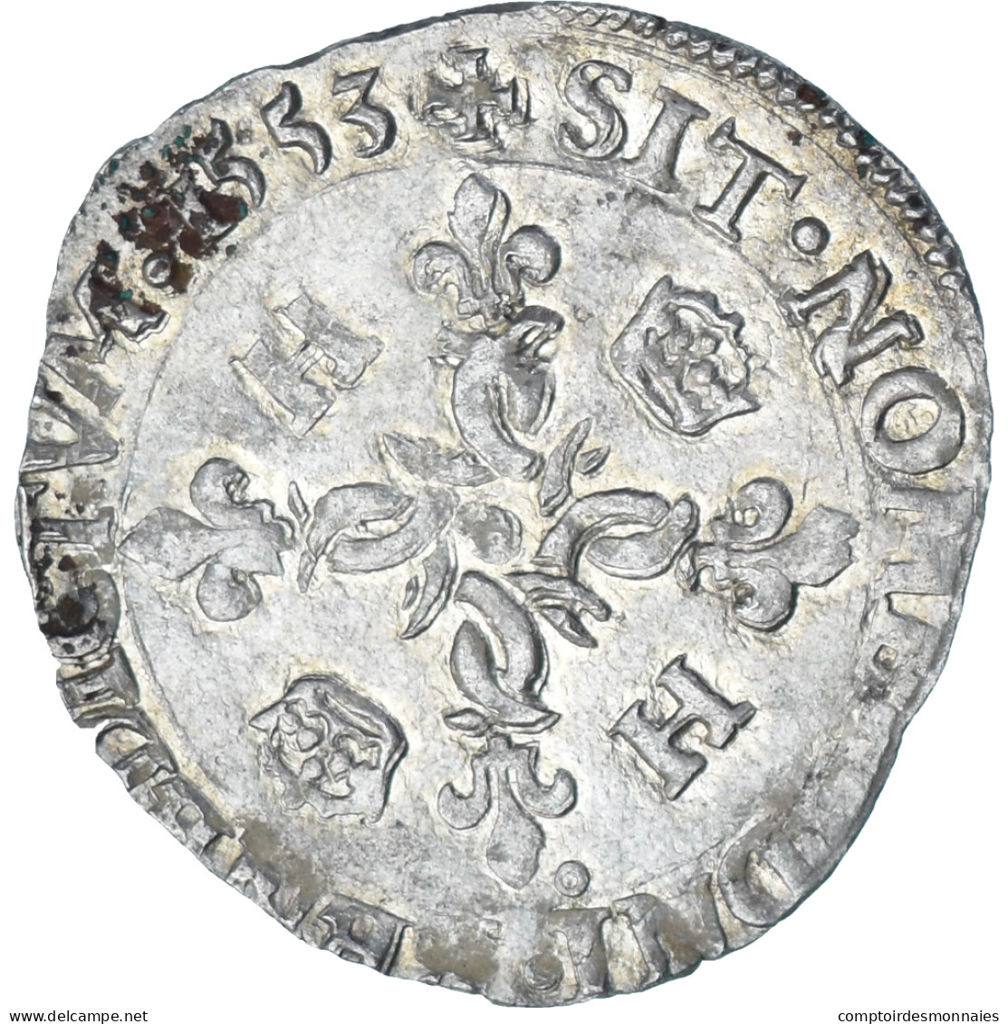 France, Henri II, Douzain Aux Croissants, 1553, Rennes, Billon, TTB, Gadoury:357 - 1547-1559 Enrico II