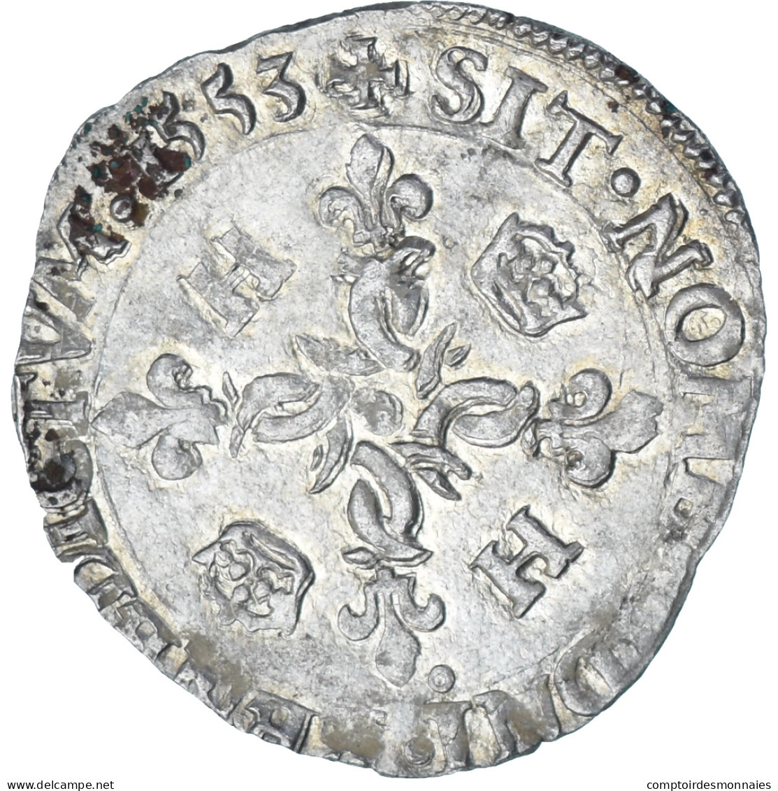 France, Henri II, Douzain Aux Croissants, 1553, Rennes, Billon, TTB, Gadoury:357 - 1547-1559 Heinrich II.