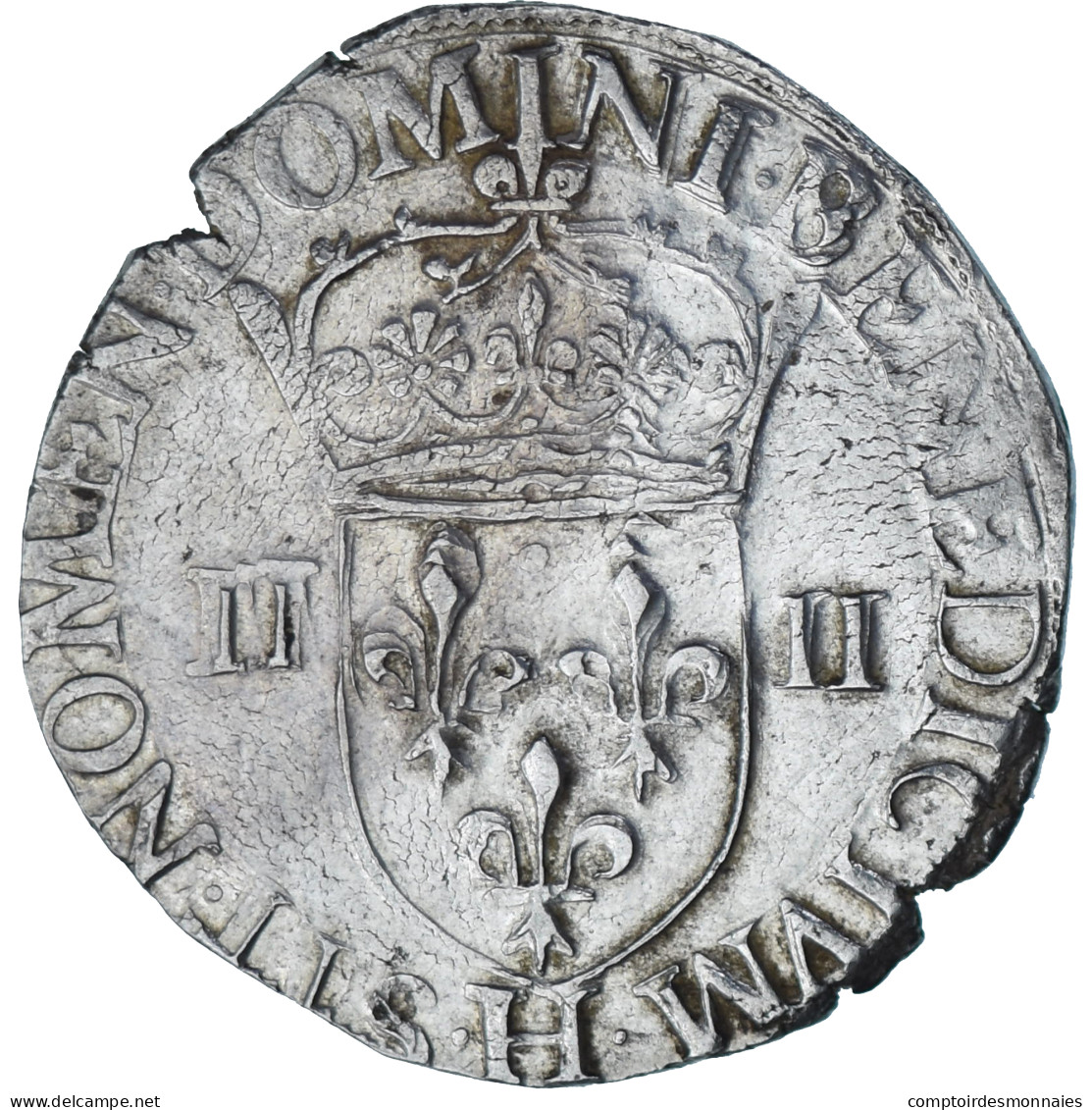 France, Henri III, 1/4 Ecu Croix De Face, 1581, La Rochelle, Argent, TTB+ - 1574-1589 Hendrik III