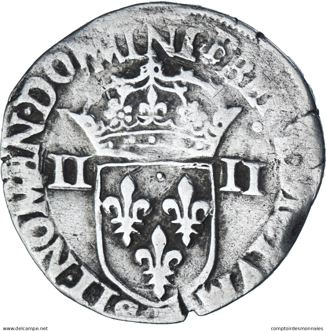 France, Henri III, 1/4 Ecu Croix De Face, 158[?], Nantes, Argent, TB+ - 1574-1589 Enrico III