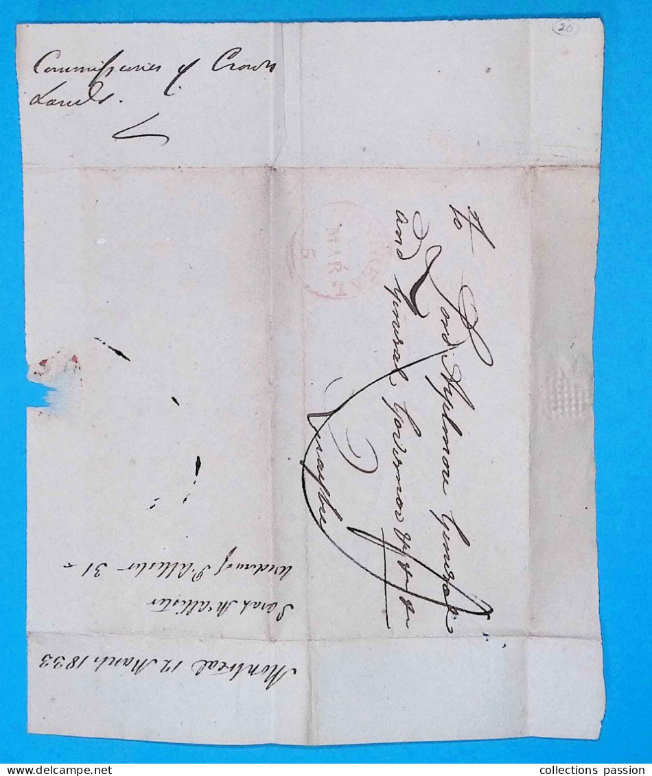 Lettre, Préphilatélie, Précurseurs XIX E Siècle, 1833, Canada, MONTREAL à Quaybec, 4 Scans - ...-1851 Voorfilatelie