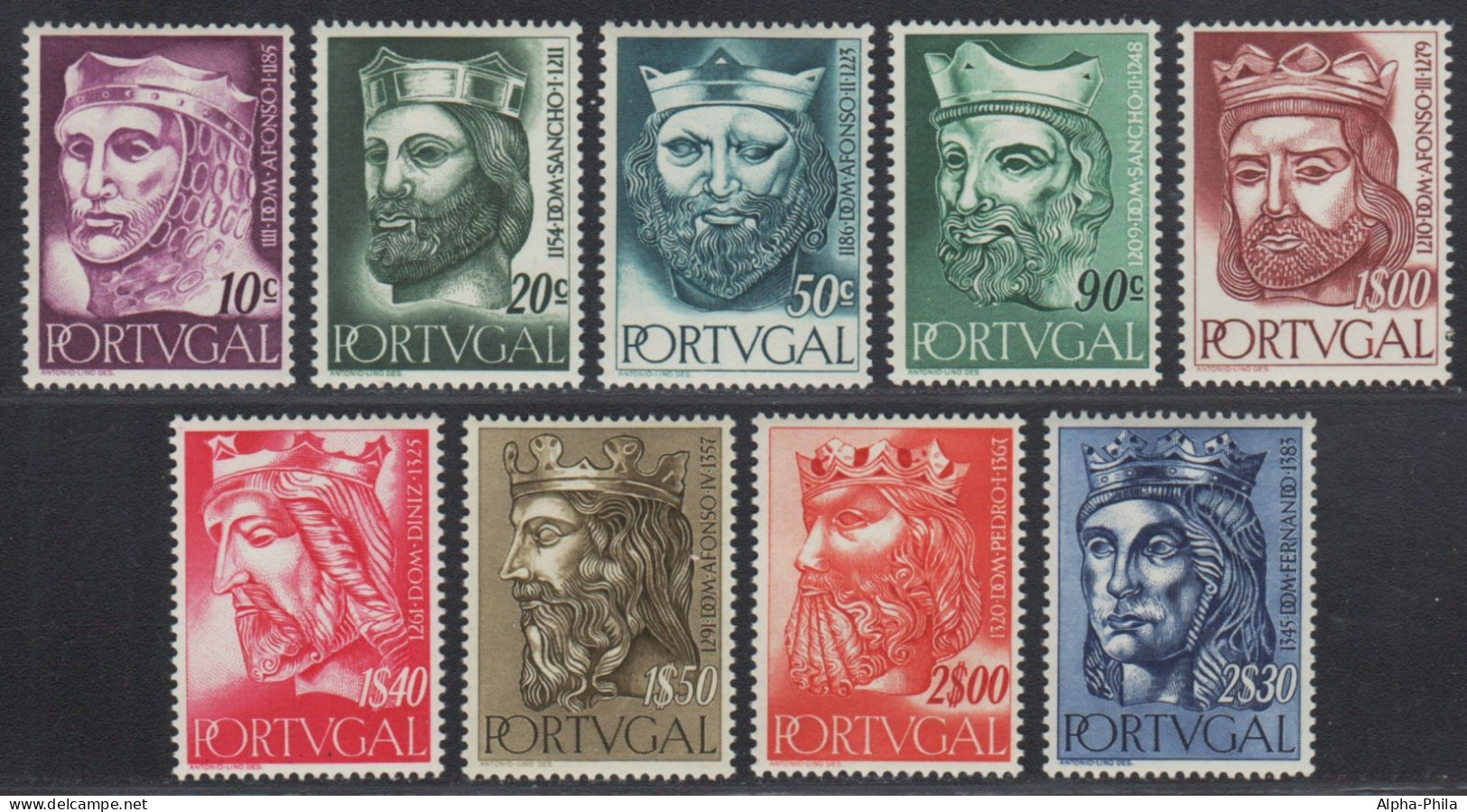 Portugal 1955 - Mi-Nr. 835-843 ** - MNH - Könige / Kings (II) - Neufs