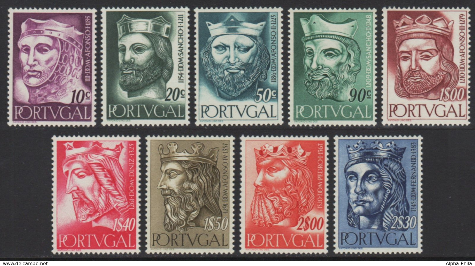 Portugal 1955 - Mi-Nr. 835-843 ** - MNH - Könige / Kings (III) - Neufs