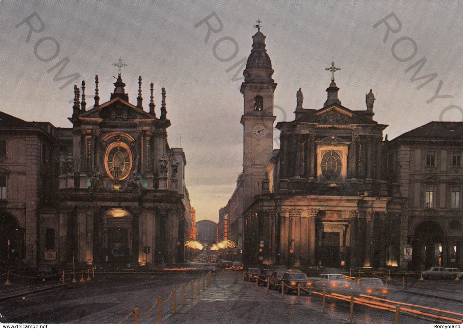 CARTOLINA  TORINO,PIEMONTE-DI NOTTE-PIAZZA S.CARLO E VIA ROMA-MEMORIA,CULTURA,RELIGIONE,BELLA ITALIA,NON VIAGGIATA - Piazze