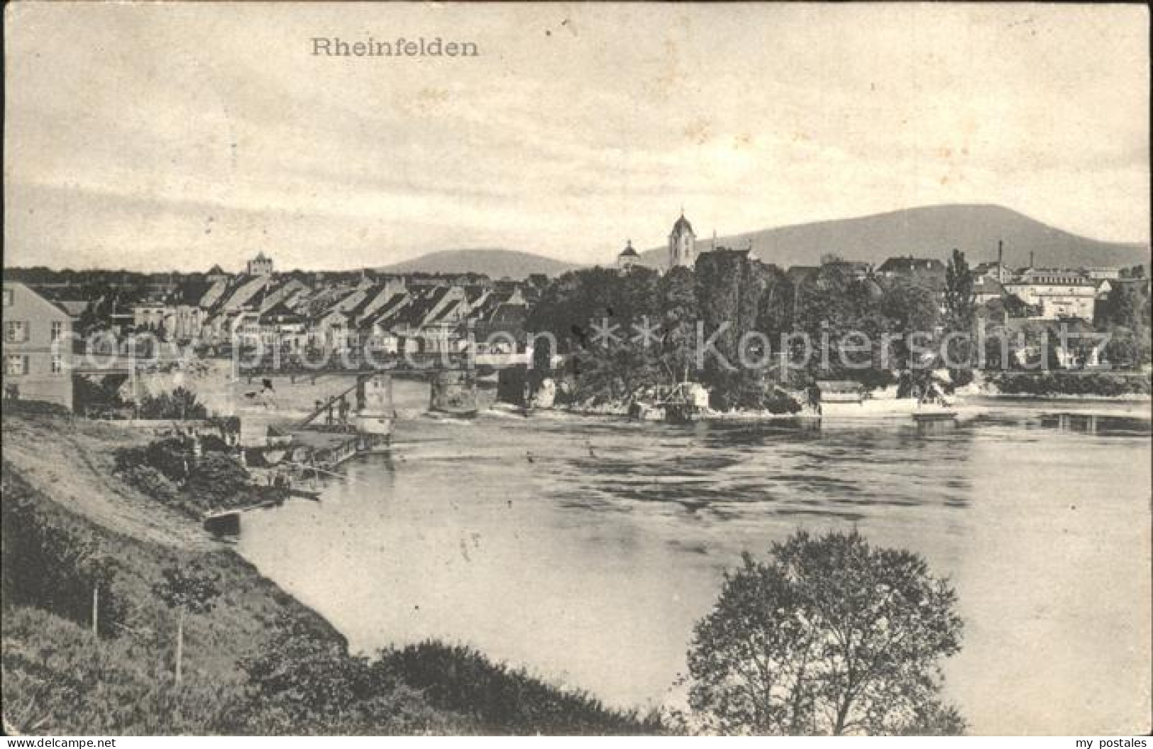 41968066 Rheinfelden Baden Uferpartie Am Rhein Bruecke Rheinfelden Baden - Rheinfelden