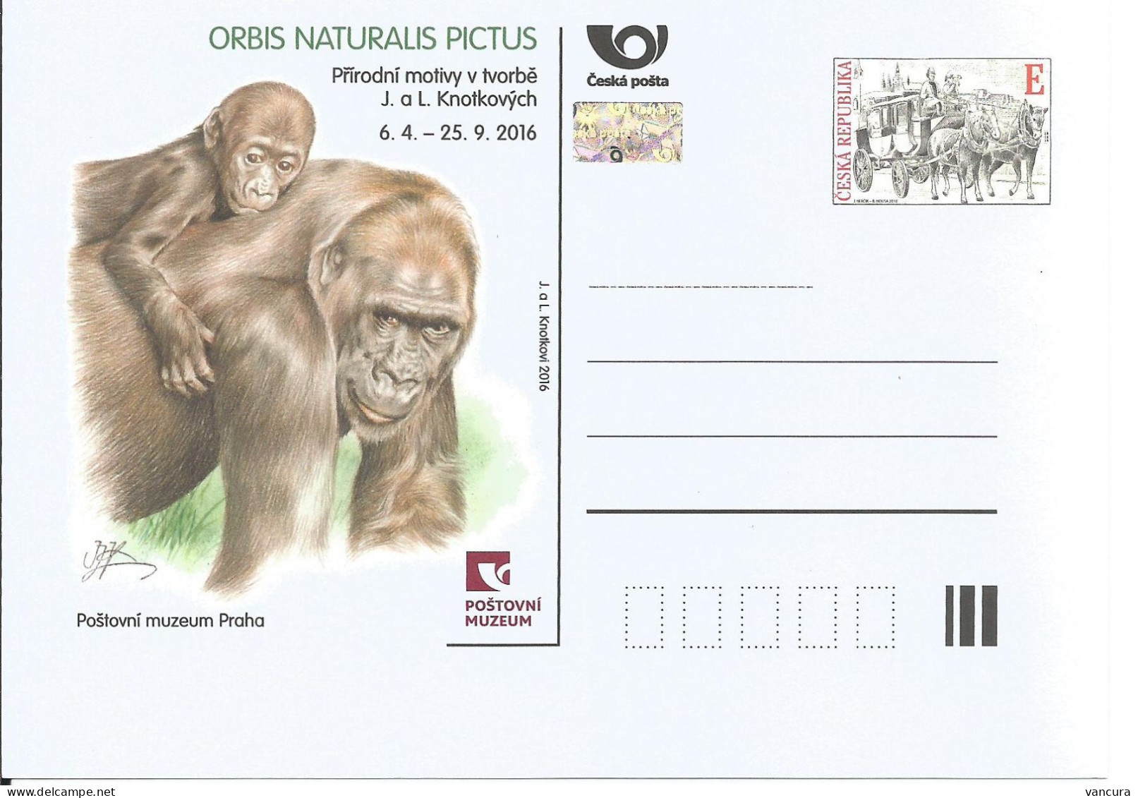 CDV PM 109 Czech Republic Exhibition In Post Museum - Knoteks 2016 Gorilla Coach On Charles Brdge - Gorilas