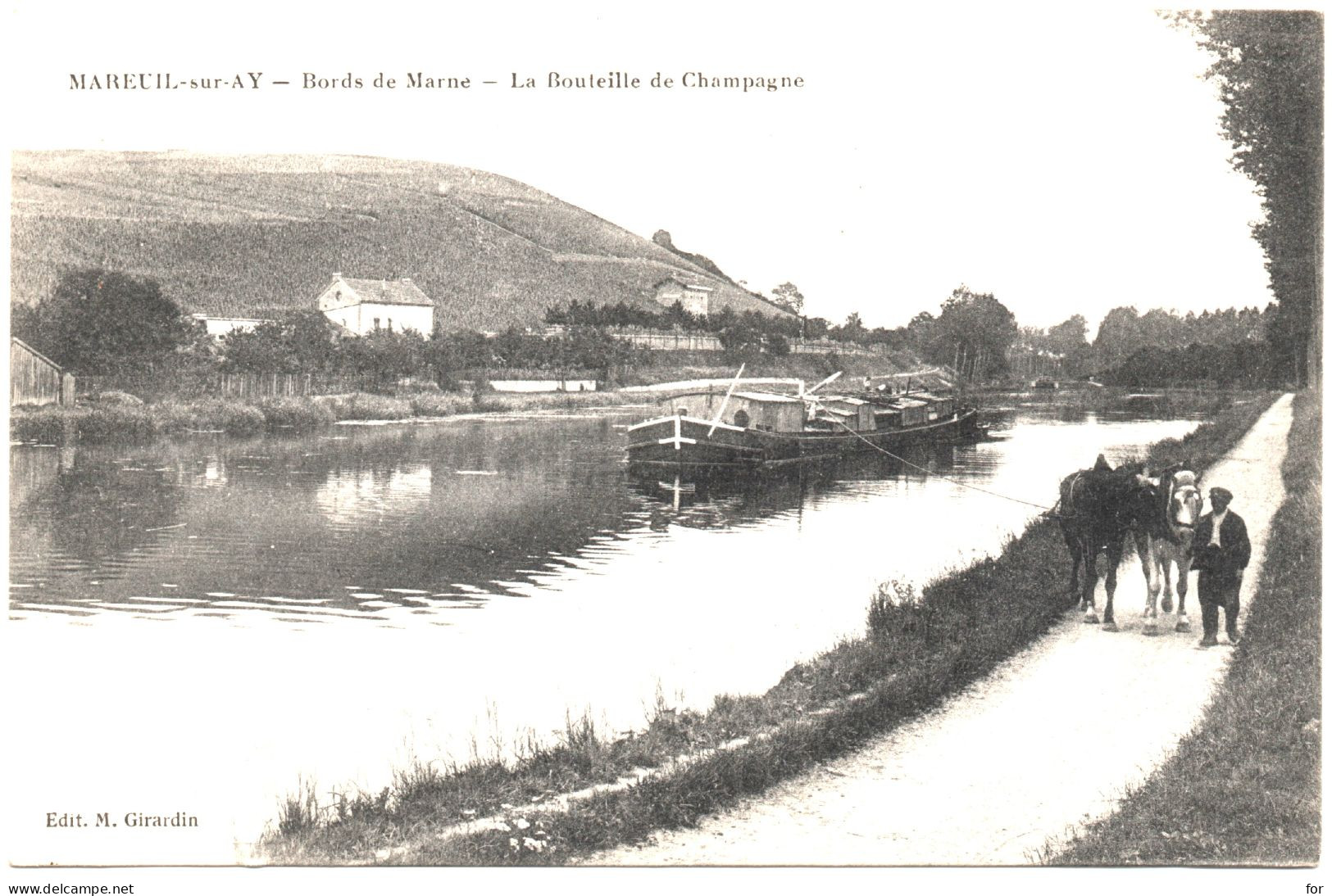 Marne : MAREUIL-sur-AY : Bords De Marne - La Bouteille De Champagne : Animée - Attelage à Cheval - Mareuil-sur-Ay