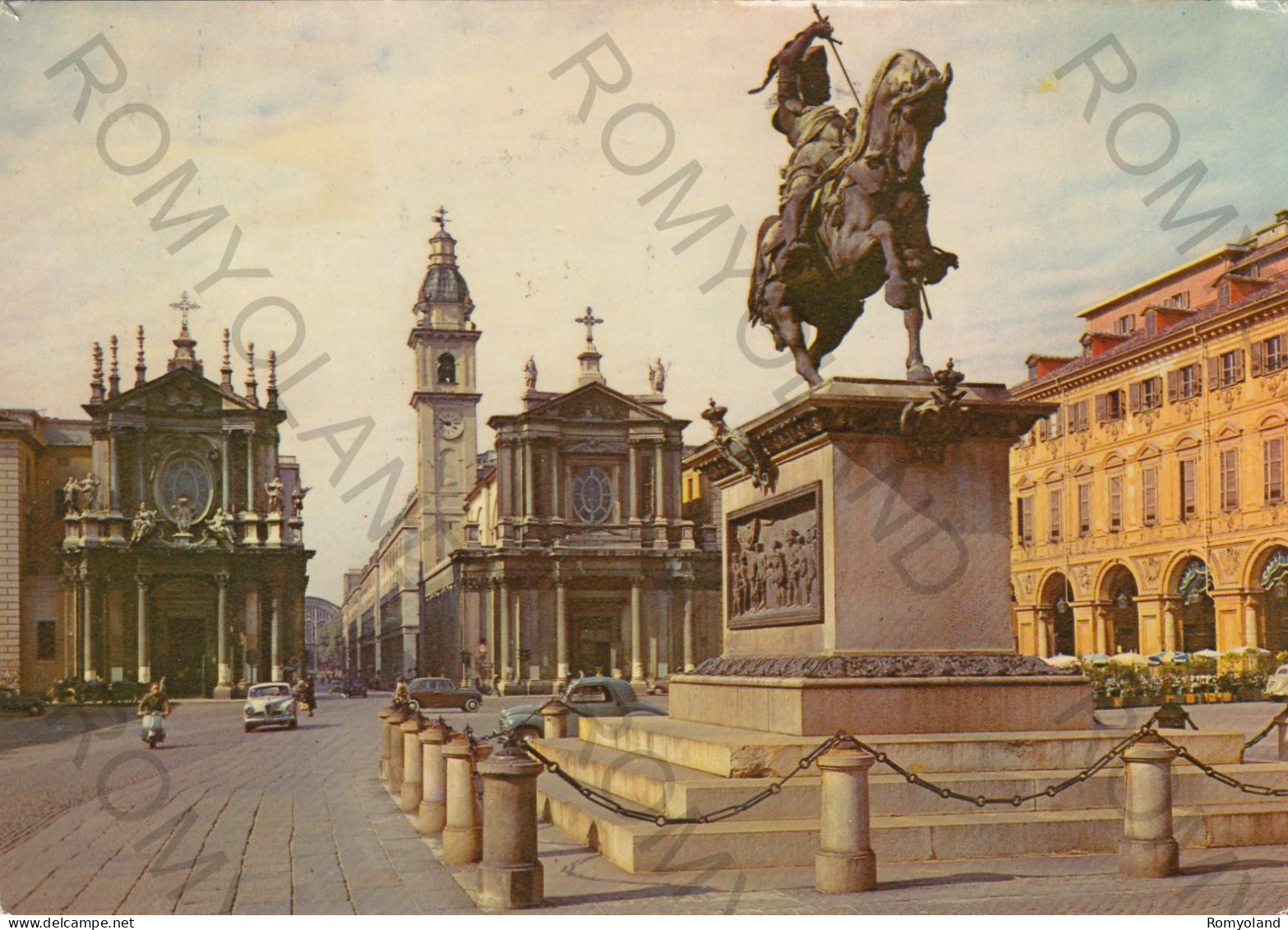 CARTOLINA  TORINO,PIEMONTE-PIAZZA S.CARLO-MEMORIA,CULTURA,RELIGIONE,IMPERO ROMANO,BELLA ITALIA,NON VIAGGIATA (1958) - Orte & Plätze