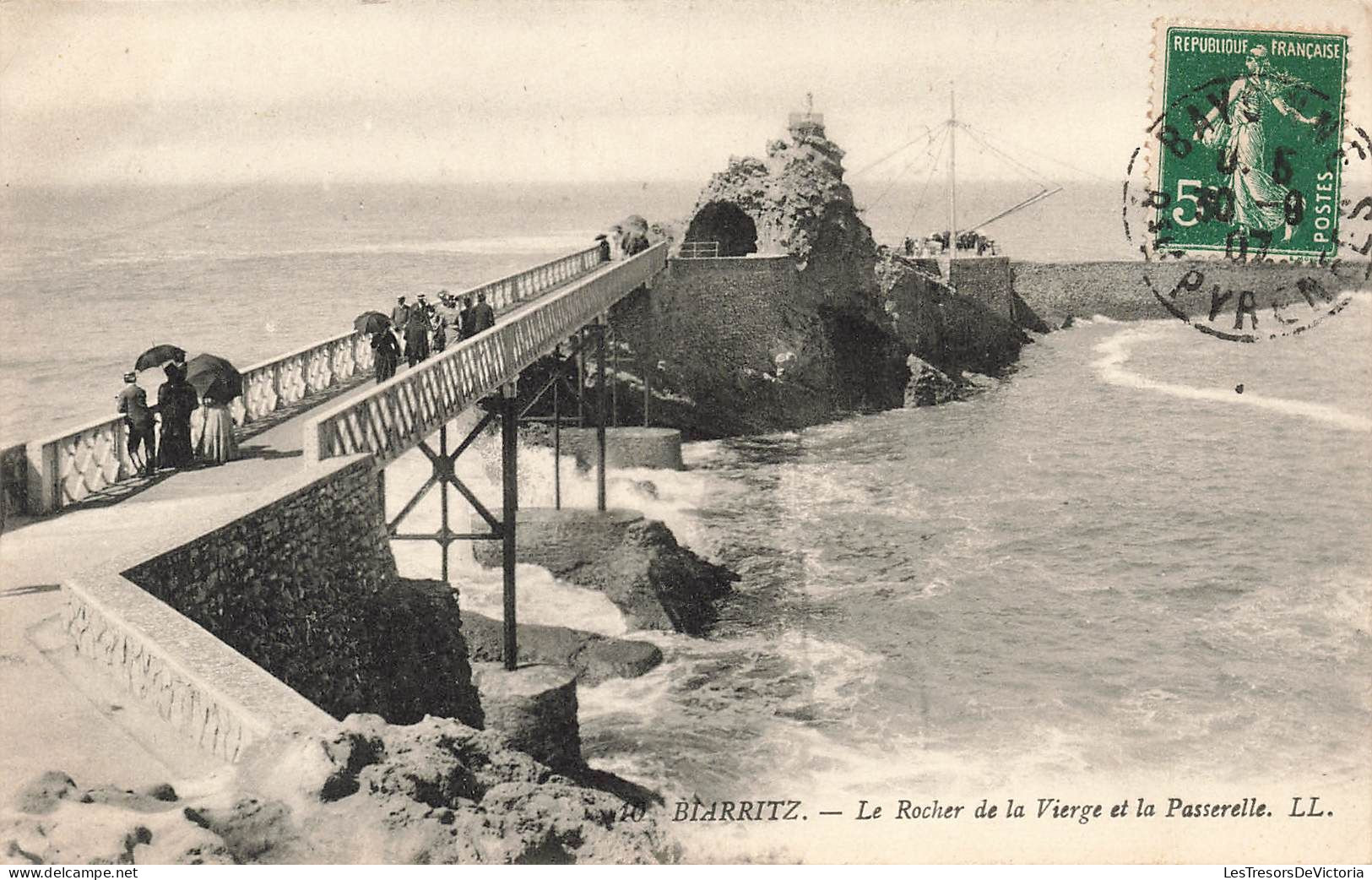 FRANCE - Biarritz - Le Rocher De La Vierge Et La Passerelle - LL - Carte Postale Ancienne - Biarritz