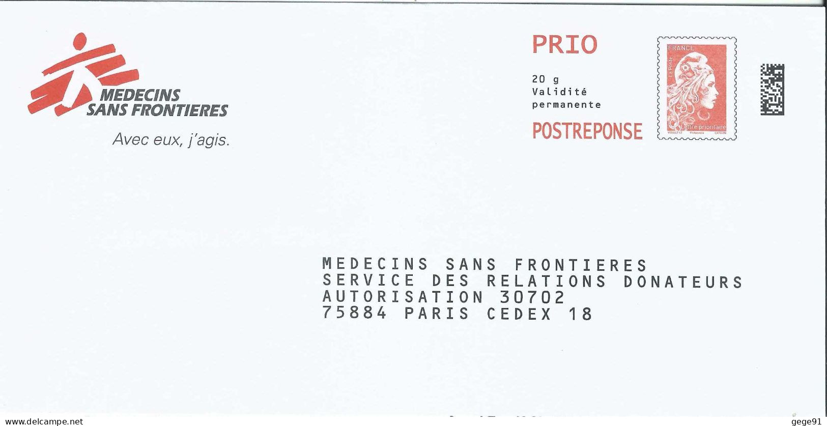 Pap Réponse Marianne L'Engagée - Médecins Sans Frontières - Agrément 385495 - Prêts-à-poster:reply