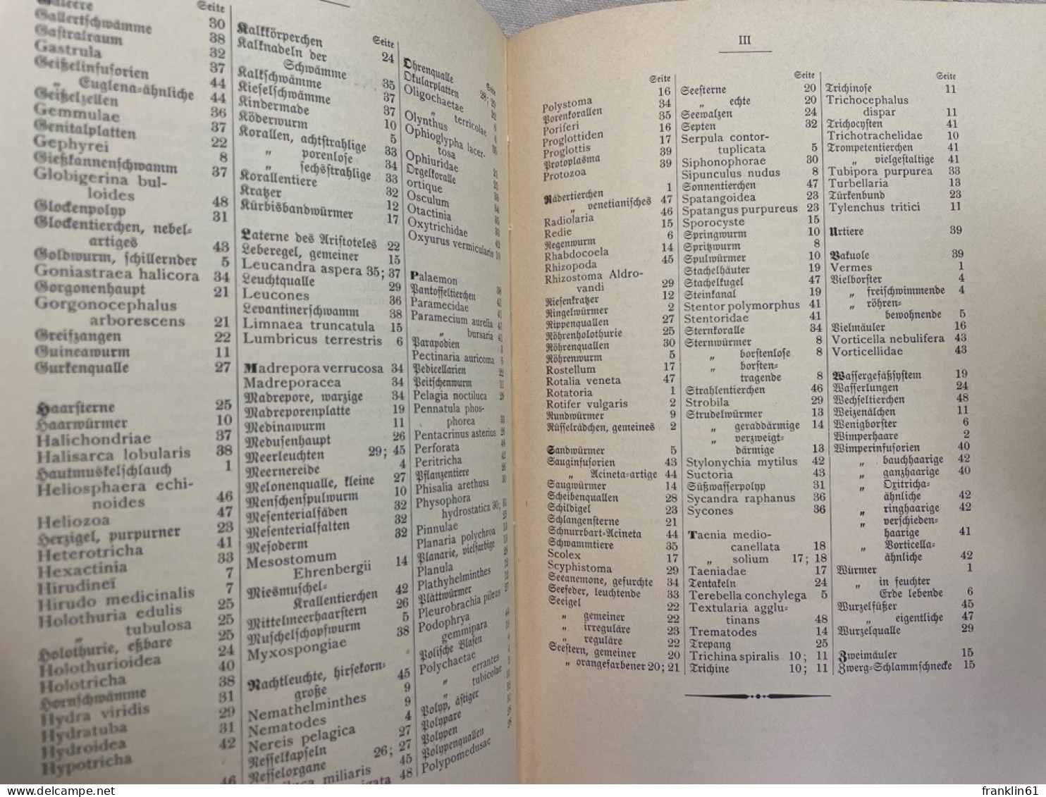 Naturgeschichte der Würmer, Stachelhäuter, Pflanzentiere und Urtiere.(Tierbuch).