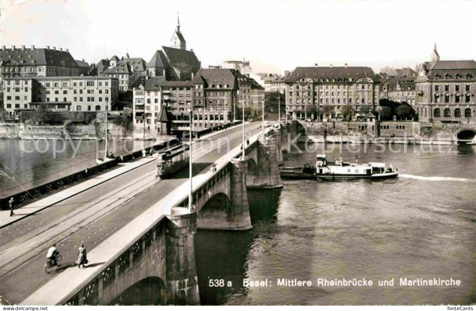 12892178 Basel BS Mittlere Rheinbruecke Und Martinskirche Basel - Sonstige & Ohne Zuordnung