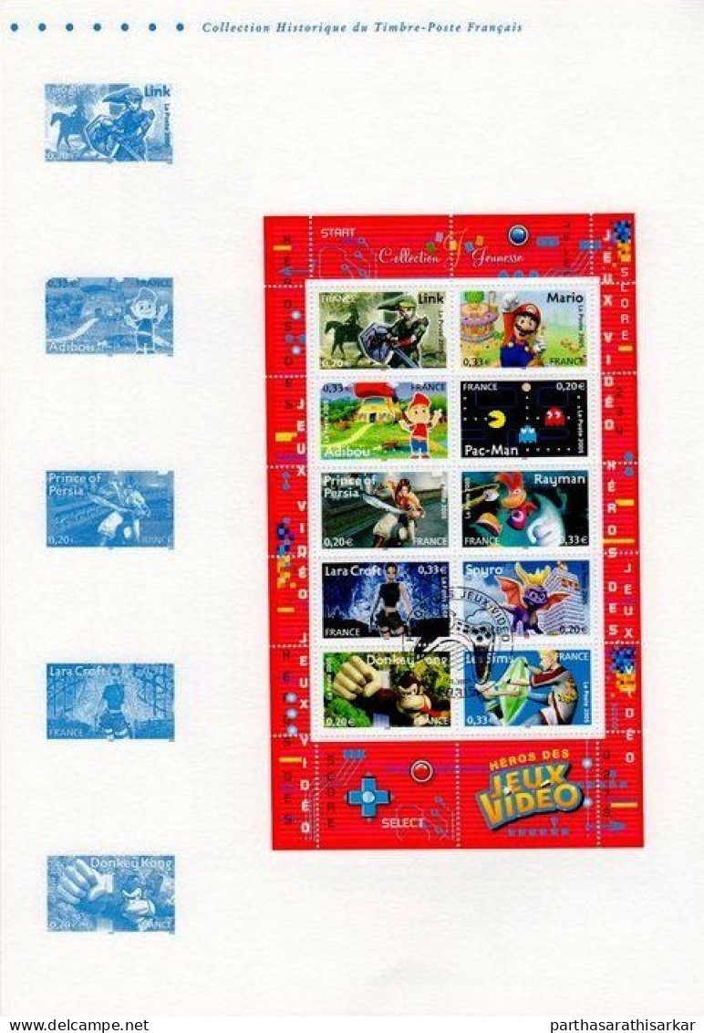 FRANCE 2005 GAME FROM CHILDHOOD VIDEO GAME HEROES MINIATURE SHEET MS CANCELLED OFFICIAL DOCUMENT WITH PROOF USED - Altri & Non Classificati