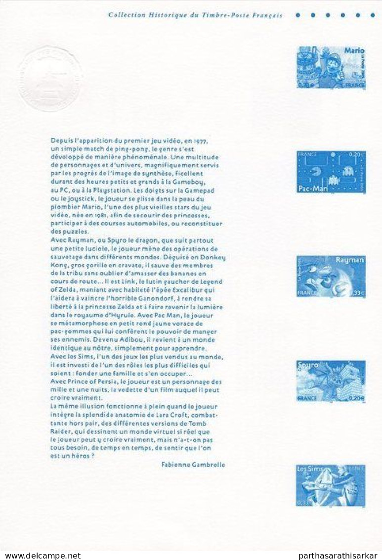 FRANCE 2005 GAME FROM CHILDHOOD VIDEO GAME HEROES MINIATURE SHEET MS CANCELLED OFFICIAL DOCUMENT WITH PROOF USED - Autres & Non Classés