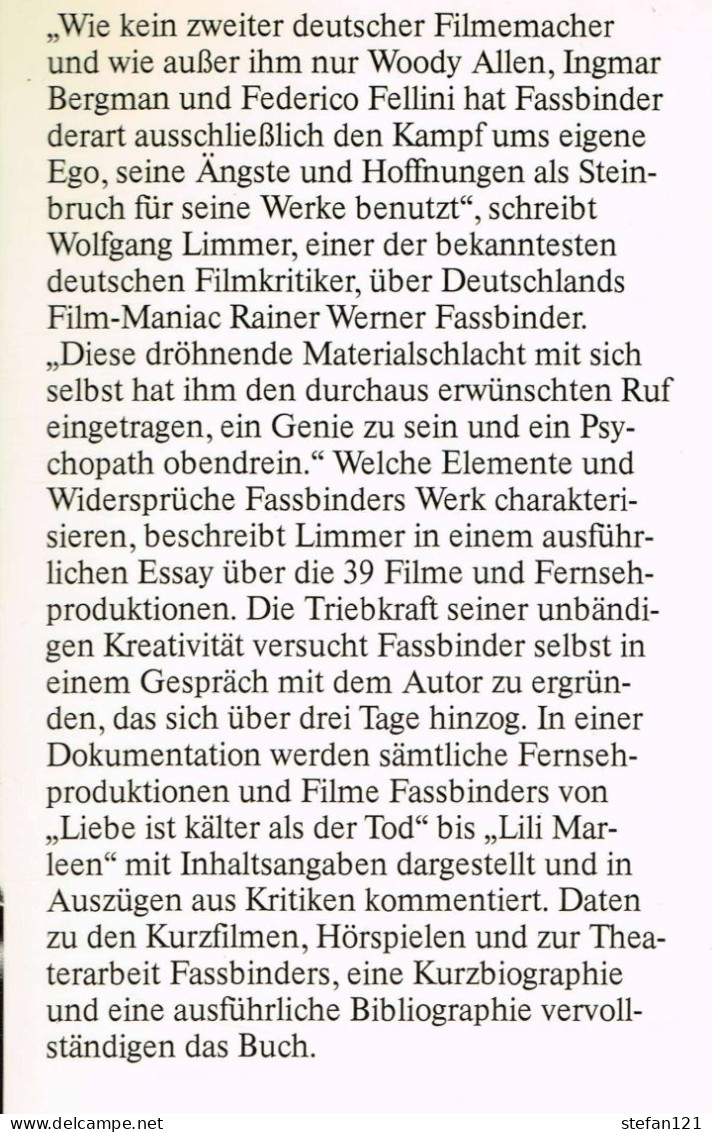 Fassbinder - Wolgand Limmer - 1981 - 224 Pages 19 X 11,5 Cm - Film