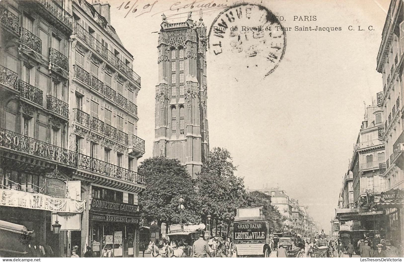 FRANCE - Paris - Rue De Rivoli Et Tour Saint Jacques - C.L.C - Carte Postale Ancienne - Other & Unclassified