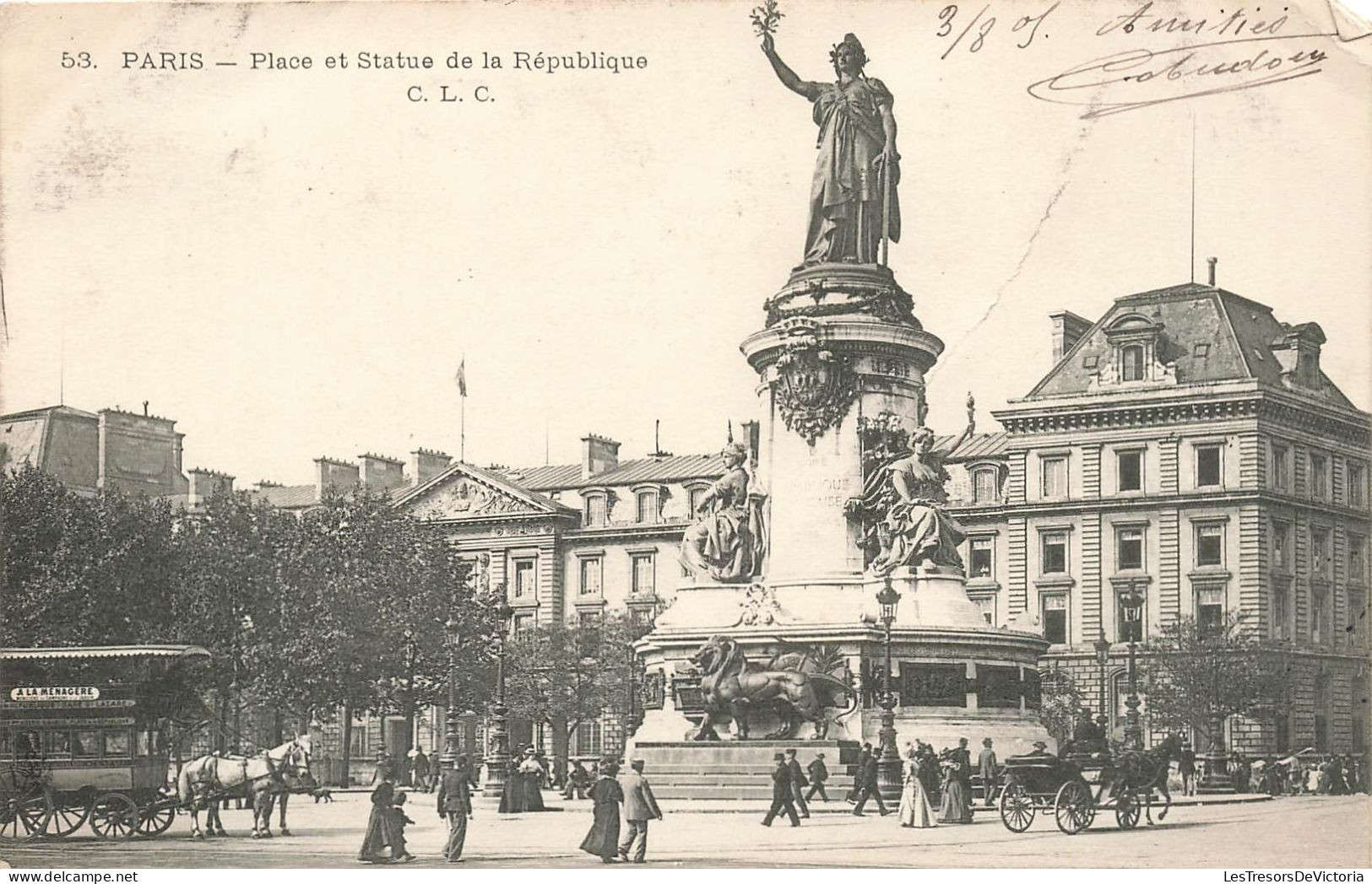 FRANCE - Paris - Place Et Statue De La République - C.L.C - Carte Postale Ancienne - Estatuas