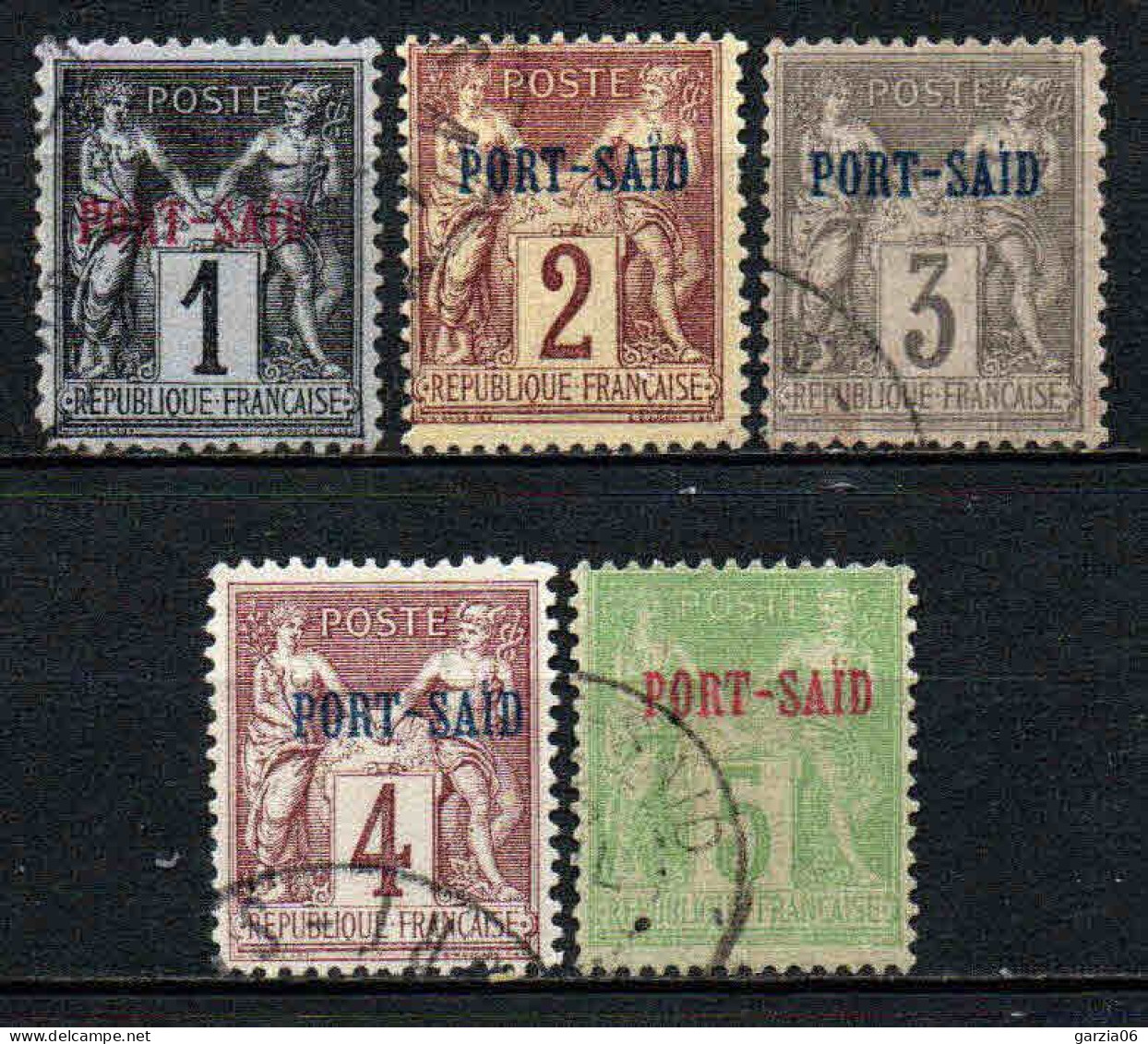 Port Saïd - 1899  -  Type Sage  - N° 1 à 5 - Oblitéré - Used - Usados