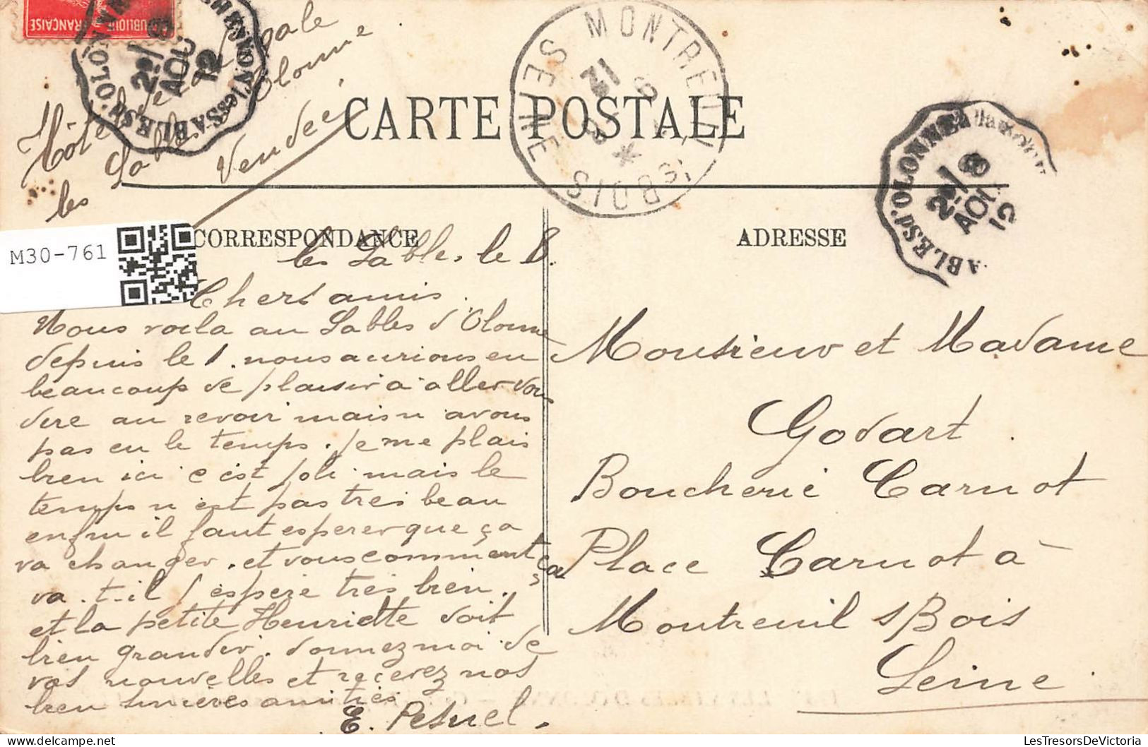 FRANCE - Sables D'Olonne - Contre Torpilleur Sortant Du Port - Carte Postale Ancienne - Sables D'Olonne