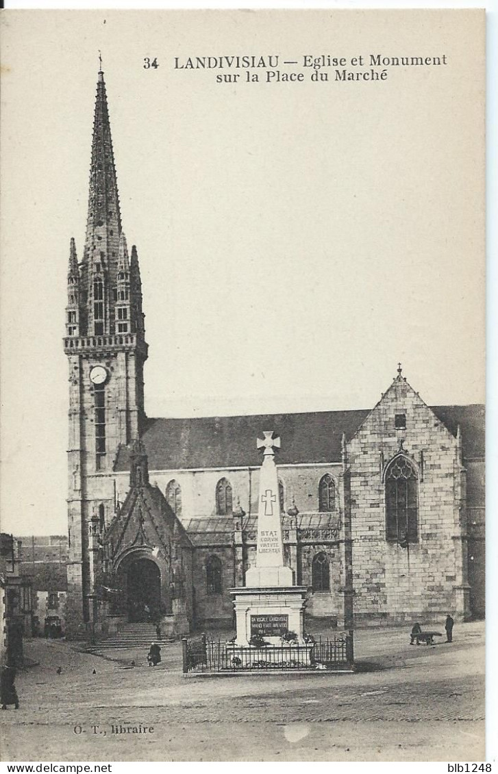 [29] Finistère > Landivisiau Eglise Sur La Place Du Marché - Landivisiau