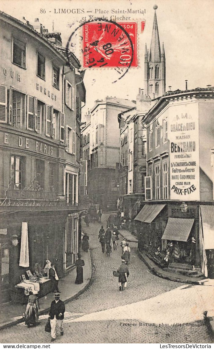 FRANCE - Limoges - Place Saint Martial Et Rue Du Clocher - A La Grâce De Dieu, Maison Bertrand - Carte Postale Ancienne - Limoges