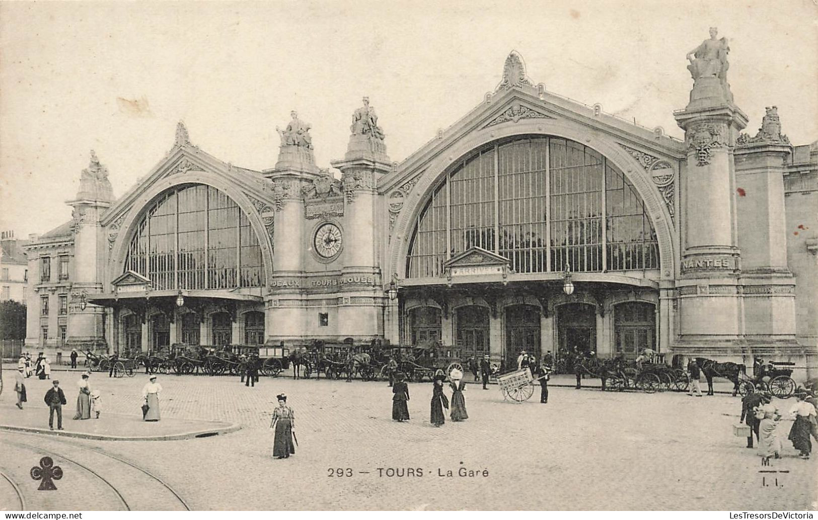 FRANCE - Tours - Gare - Place - Chevaux Et Voitures - Carte Postale Ancienne - Tours