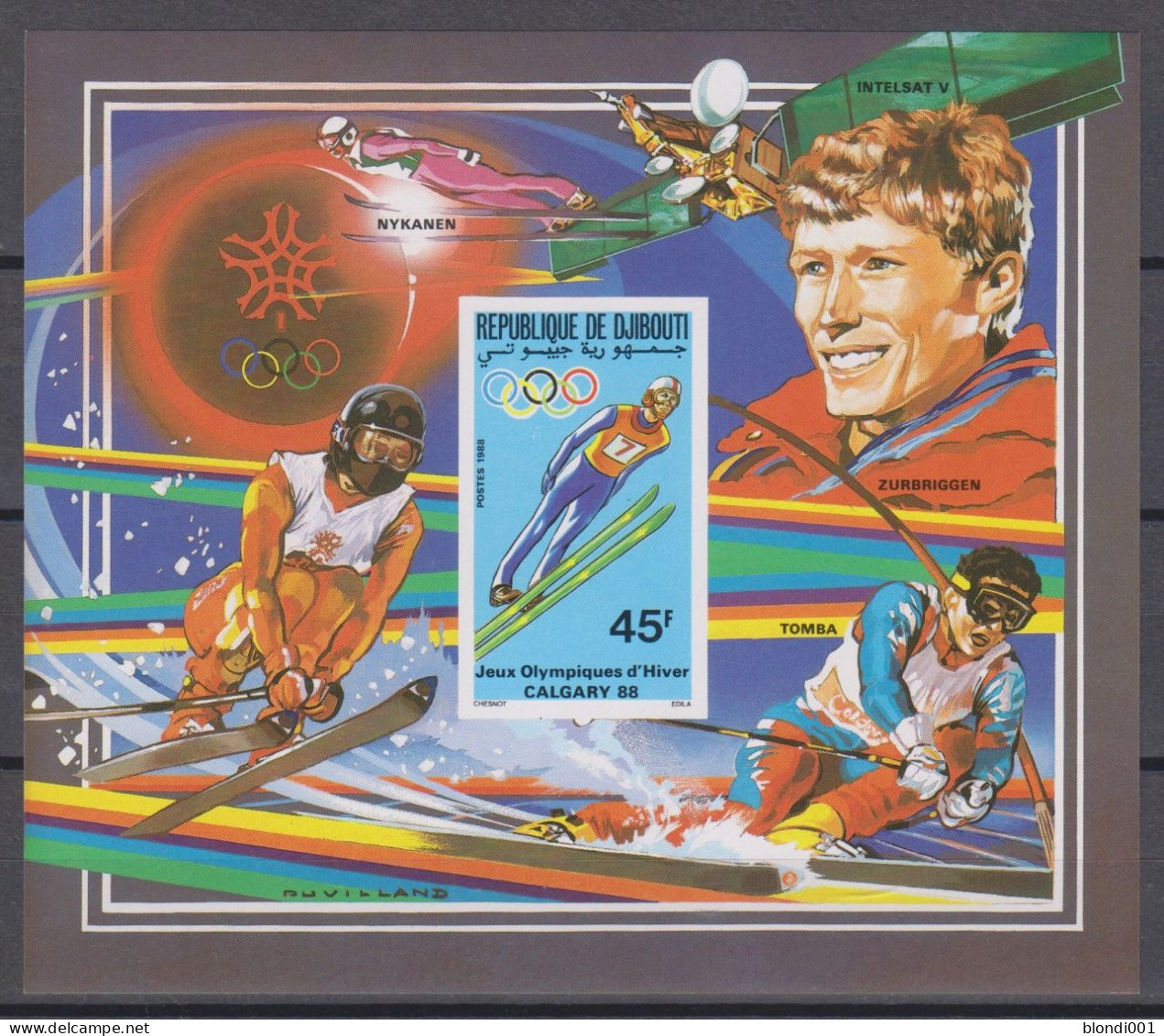 Olympics 1988 - SPACE - Ski Jump - DJIBOUTI - S/S Imp. MNH - Winter 1988: Calgary