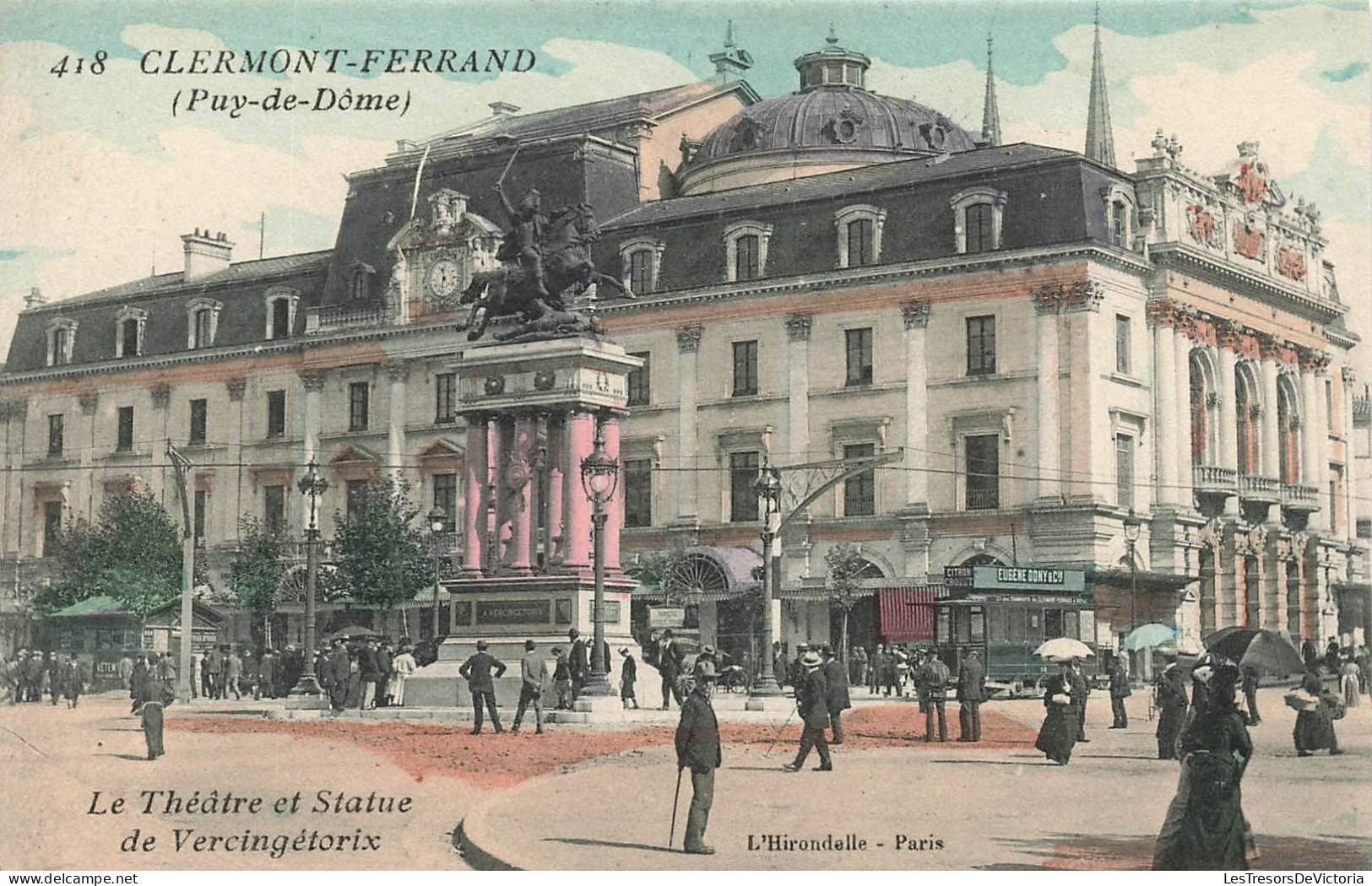 FRANCE - Clermont Ferrand - Le Théâtre Et Statue De Vercingétorix - L'Hirondelle - Colorisé - Carte Postale Ancienne - Clermont Ferrand