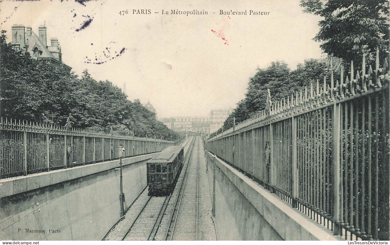 FRANCE - Paris - Le Métropolitain - Boulevard Pasteur - Animé - Carte Postale Ancienne - Metropolitana, Stazioni