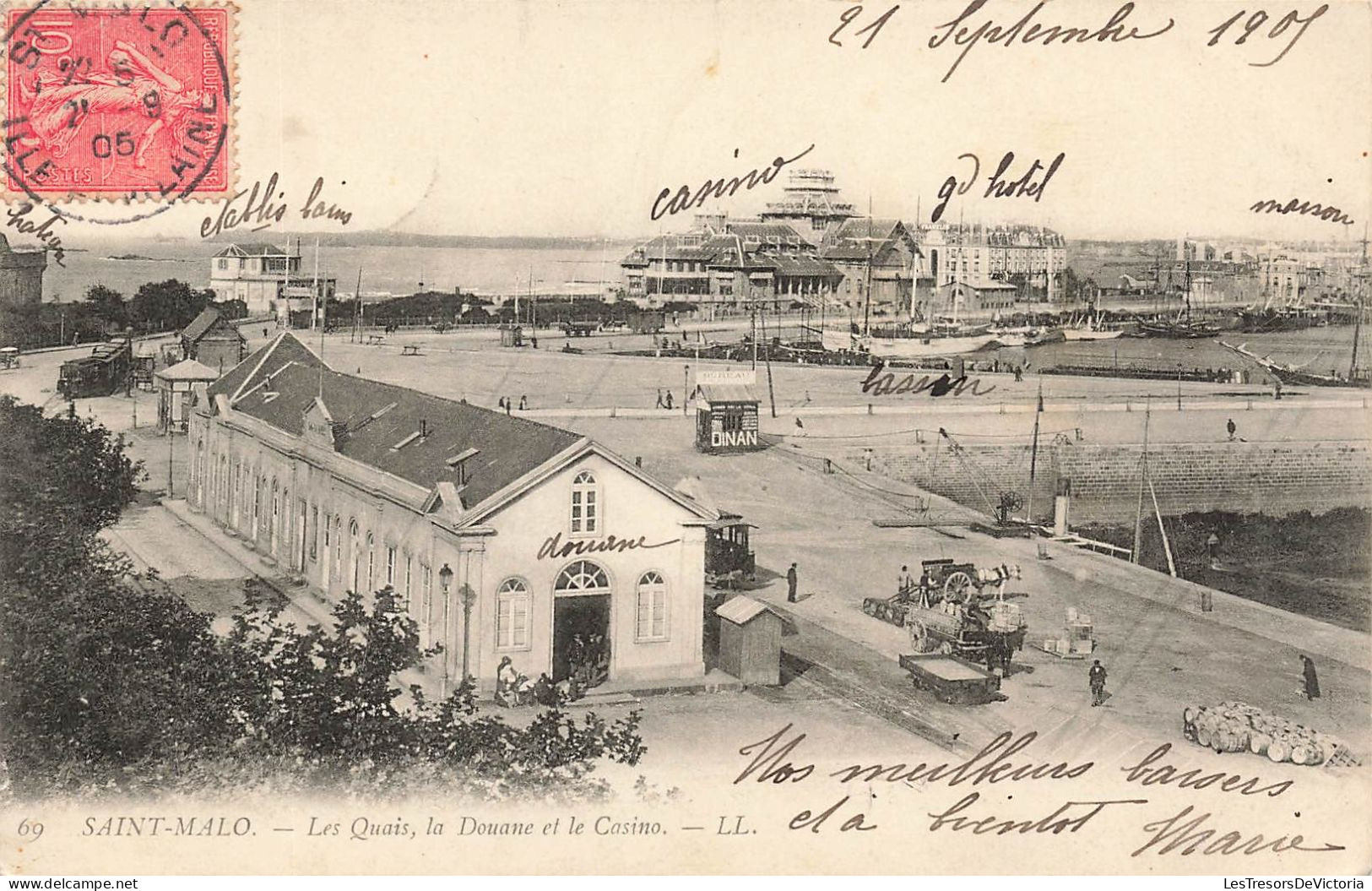 FRANCE - Saint Malo - Les Quais, La Douane Et Le Casino - LL - Animé - Carte Postale Ancienne - Saint Malo