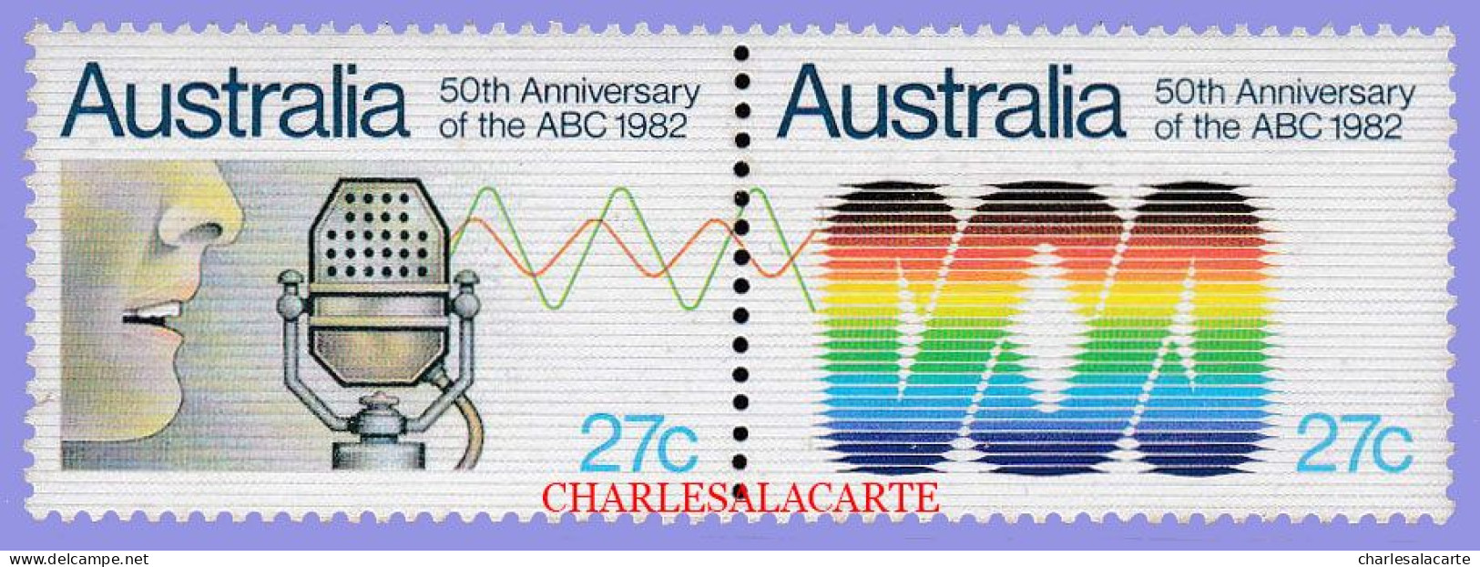 AUSTRALIA 1982  AUSTRALIAN BROADCASTING  SE TENANT PAIR  S.G. 847-848  U.M. /N.S.C. - Ongebruikt