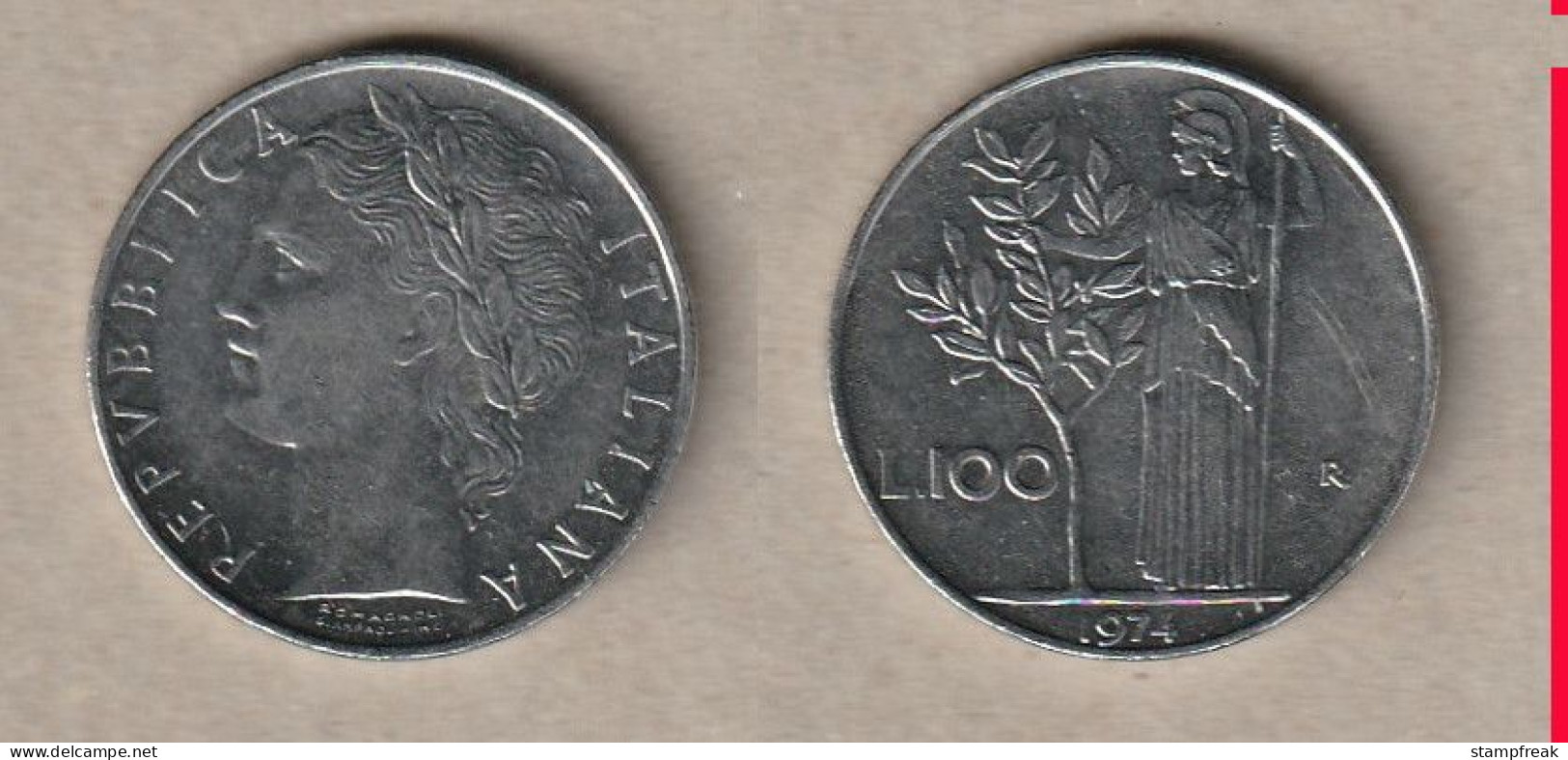 00483) Italien, 100 Lire 1974 - 100 Lire