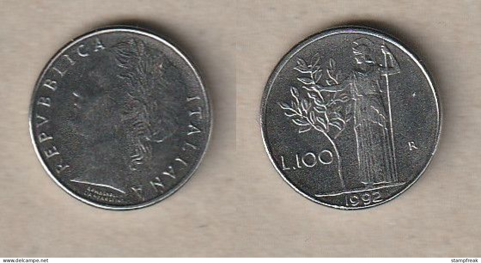 00523) Italien, 100 Lire 1992 - 100 Lire