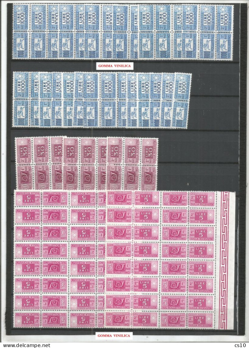 ITALIA Repubblica Parcel Post Pacchi Postali STELLE WMK : lotto # 1.035  pezzi Nuovi ** MNH Blocchi & Singoli