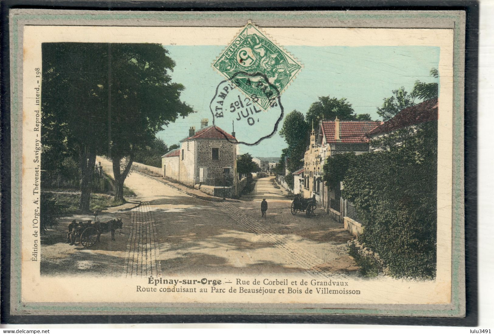 CPA - EPINAY-sur-ORGE (91) Aspect Du Carrefour De La Rue De Corbeil Et De La Rue De Grandvaux En 1907 - Carte Colorisée - Epinay-sur-Orge