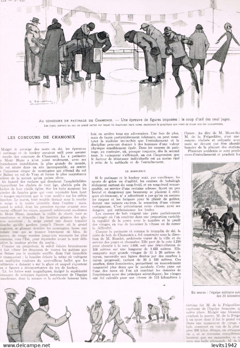 JEUX OLYMPIQUES D'HIVER 1924 - CHAMONIX - REVUE L'ILLUSTRATION - 09-02-1924 - - Andere & Zonder Classificatie