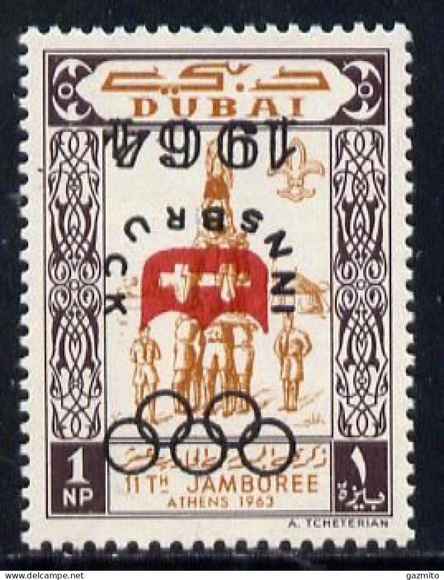 Dubai 1964, Olympic Games 1np Scouts Gymnastics, Opt'd, Inverted, 1val - Oddities On Stamps