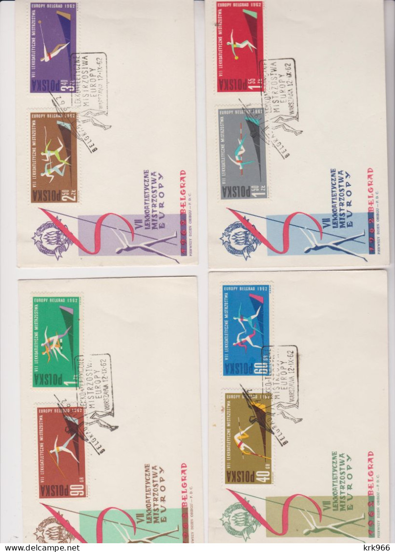 POLAND 1962 WARSZAWA FDC  Covers Sport Athletic BEOGRAD Yugoslavia - Briefe U. Dokumente