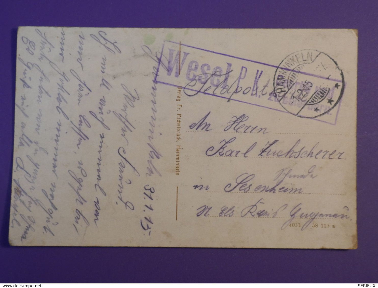 BN0 ALLEMAGNE    BELLE CARTE  1915 ++HAMMINKEL + AFF. INTERESSANT++ - Other & Unclassified