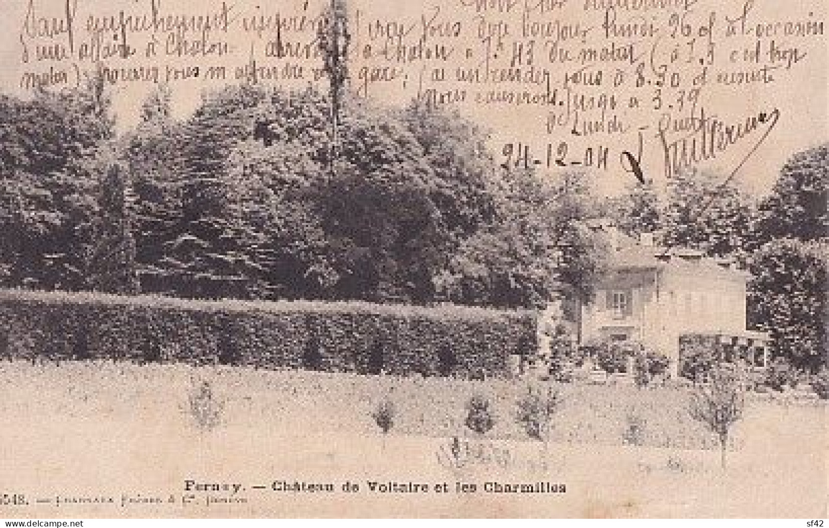 FERNEY VOLTAIRE                       CHATEAU DE VOLTAIRE ET LES CHARMILLES   + CACHET AMBULANT               PRECURSEUR - Ferney-Voltaire