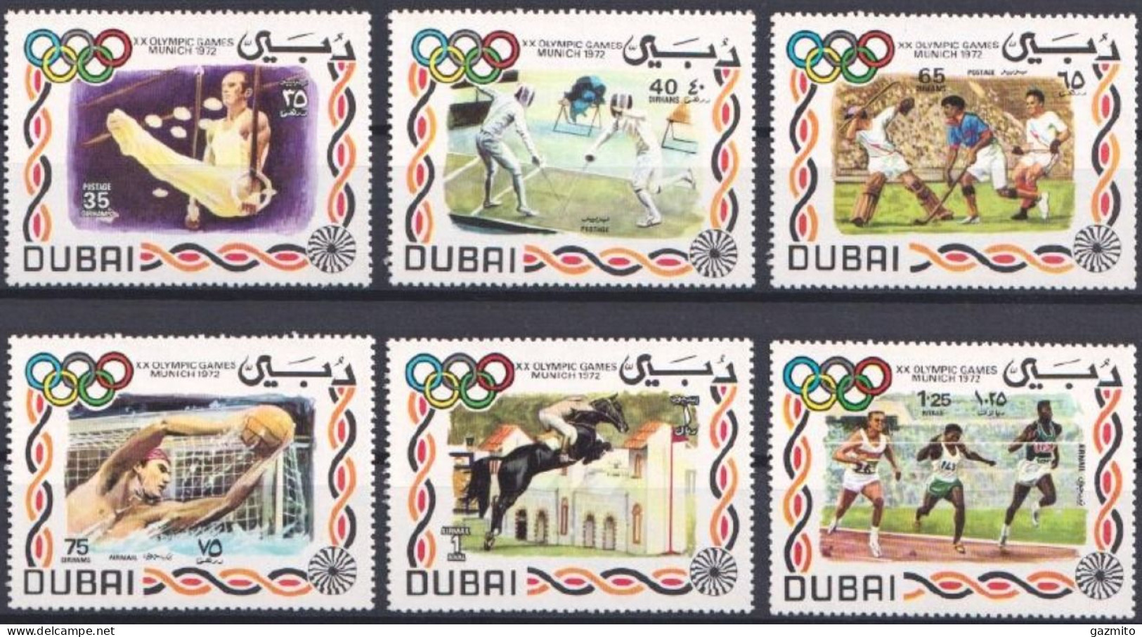 Dubai 1972, Olympic Games In Munich, Gymn, Fency, Grass Hokey, Athletic, Horse Race, Swimming Pool, 6val - Fencing