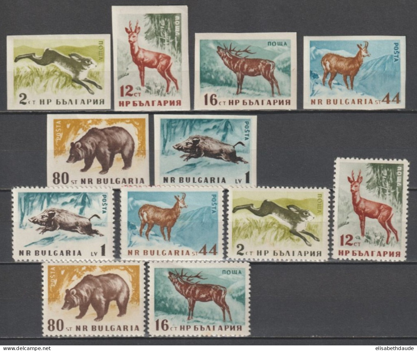 BULGARIE - 1958 - ANIMAUX - YVERT N°921/926 DENTELE + NON DENTELE ** MNH - COTE 2012 = 27 EUR - Unused Stamps
