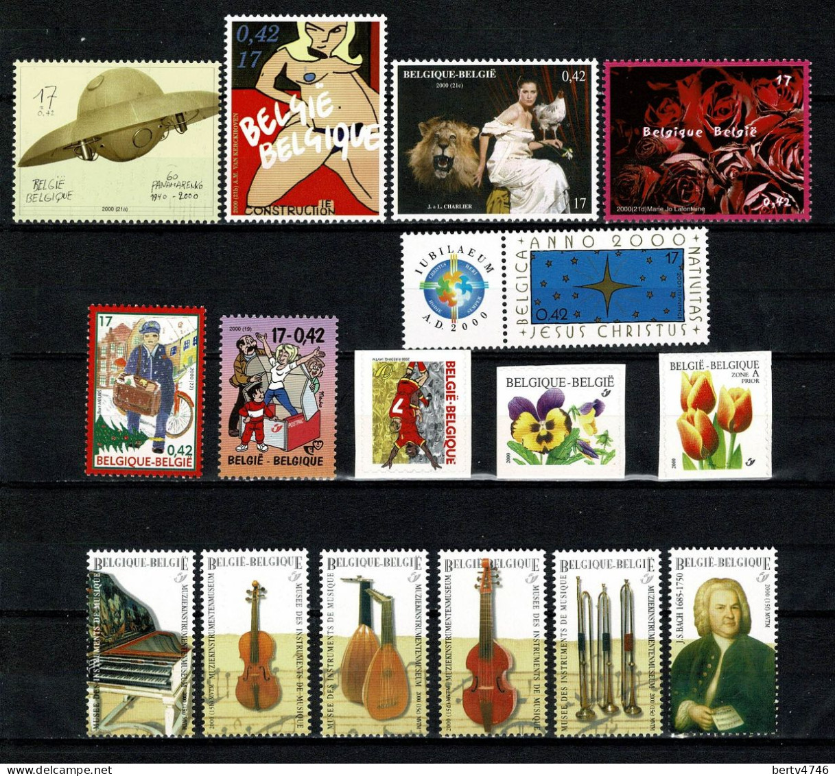 Belg. - 2000 - Full Year 2878/2967**, Bl 84/86**, Yv. 2877/2963**, Bf 80/82** (6 Scans) Zonder Boekjes / Sans Carnets - Volledige Jaargang