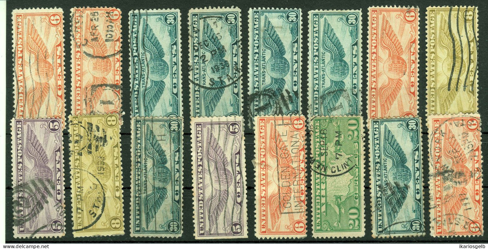 USA United States Lot 16 Old Longformate Airmail-stamps Vfu - 1a. 1918-1940 Usati