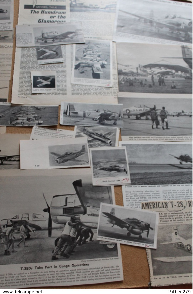 Lot De 100g De Coupures De Presse Et Photos Des Aéronefs Américains North American T-28 Et YAT-28 - Aviation