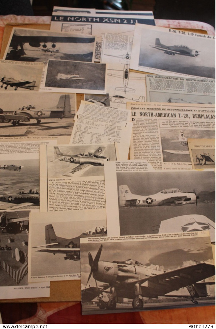Lot De 100g De Coupures De Presse Et Photos Des Aéronefs Américains North American T-28 Et YAT-28 - Aviation