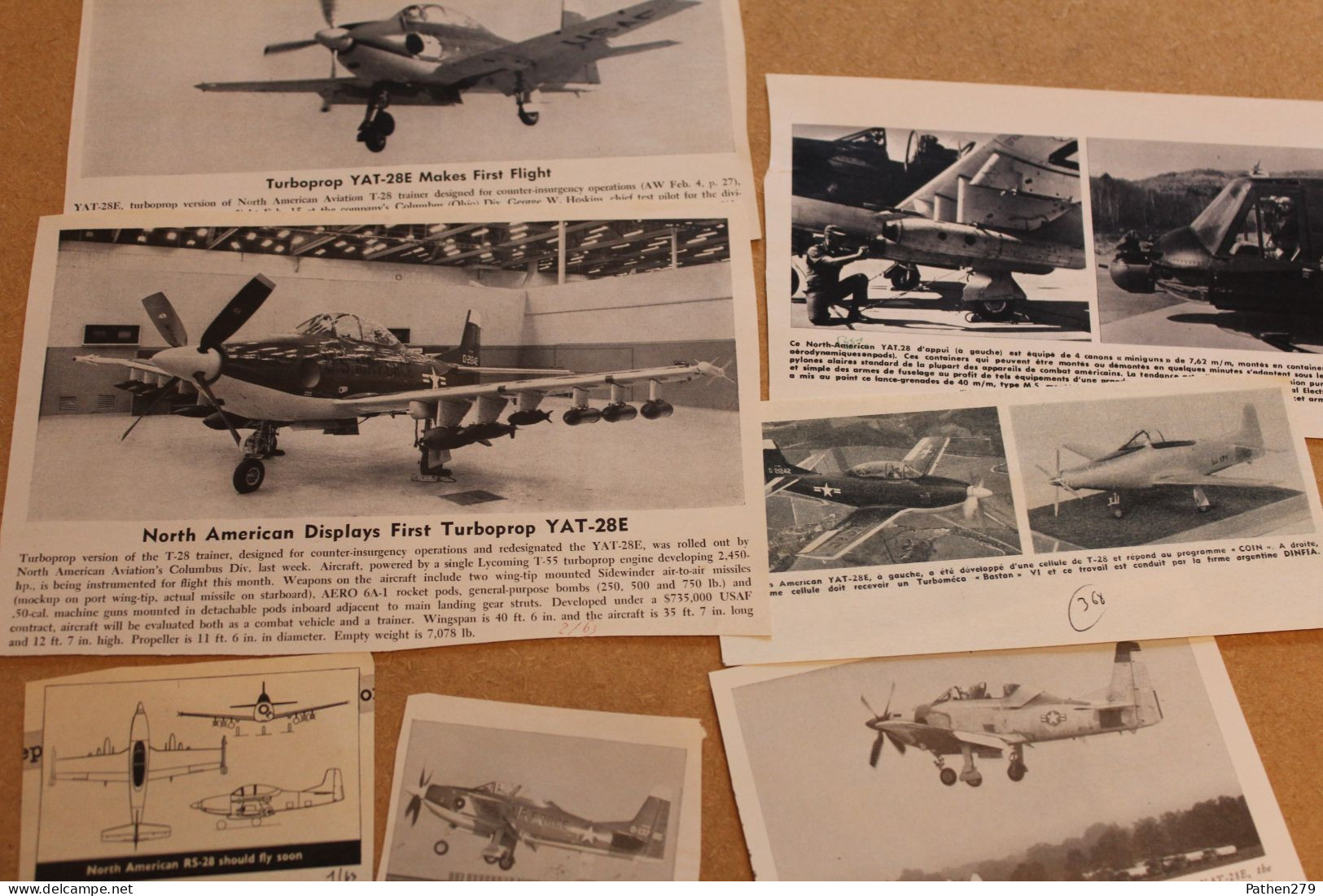 Lot De 100g De Coupures De Presse Et Photos Des Aéronefs Américains North American T-28 Et YAT-28 - Aviation