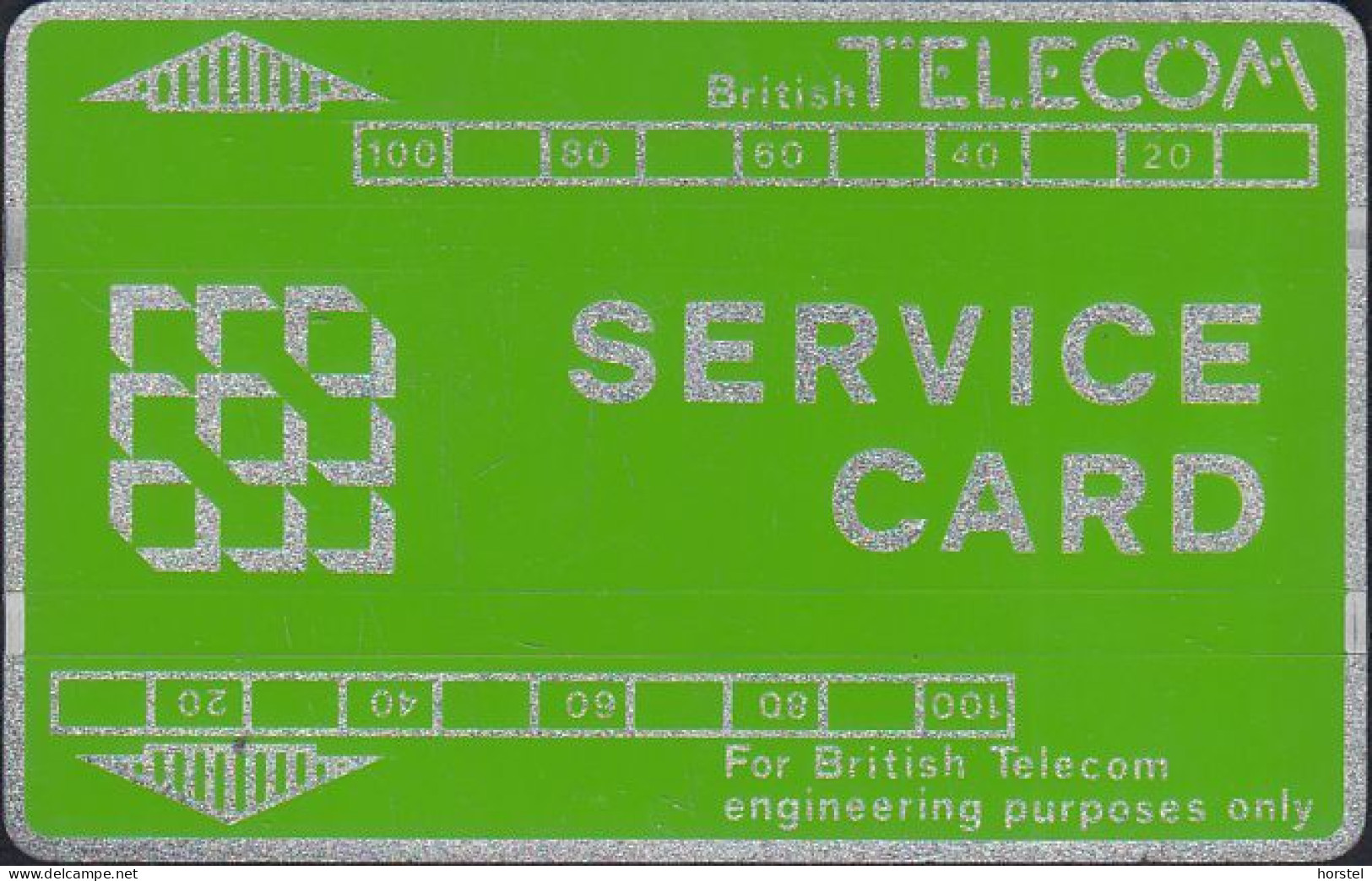 UK - British Telecom L&G  BTS002 - BT Service Cards - Green/Silver - 200 Units - 806S - BT Engineer BSK Service Test Issues