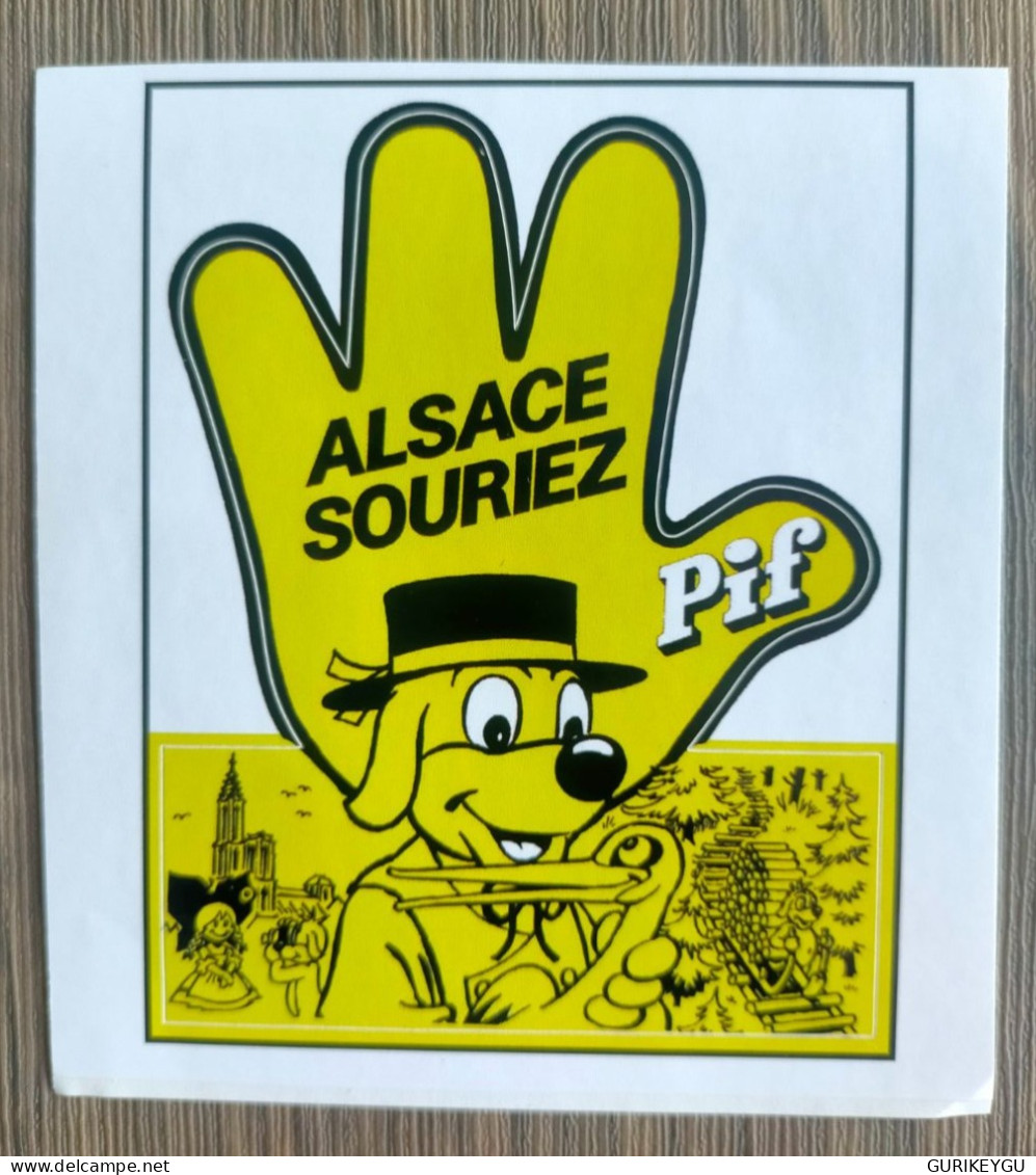 Autocollant Stickers NEUF Pif Gadget ALSACE Souriez - Pif & Hercule